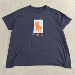 Polo Ralph Lauren Shirt Mens 2XB Yellow Big Pony Graphic Crewneck Short Sleeve